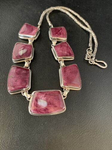 Lariat Necklace with Purple Spiny Oyster Choker Pendant | Sterling Silver | 20" | 13791