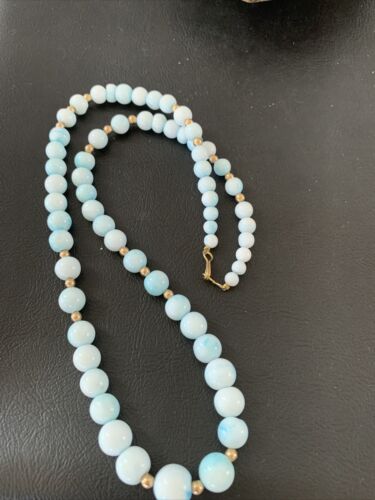 Navajo Blue Opal Necklace with Graduated Gold-Filled Beads | Authentic Native American Jewelry | 20" | 02046
