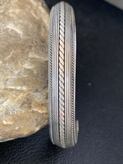 Navajo Stamped Cuff Bracelet | Old Pawn Sterling Silver | Authentic Native American Handmade | 14190