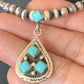 Navajo Men's Navajo Pearls Necklace | Authentic Native American Sterling Silver | Blue Kingman Turquoise Pendant | Multi-Stone | 12475