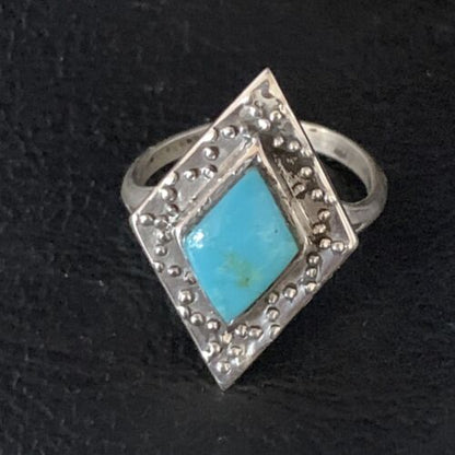 Navajo Blue Kingman Turquoise Ring | Sterling Silver | Sz 6 | Authentic Native American Handmade | 13574