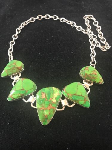 Southwestern Green Mojave Turquoise Necklace | Sterling Silver | 18" | 3692