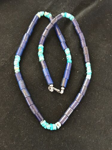 Navajo Lapis Turquoise Men's Necklace | Sterling Silver | 23" | Southwestern Handmade