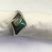 Navajo Opal & Turquoise Inlay Ring | Sterling Silver | Sz 6.5 | Authentic Native American Handmade | 1717
