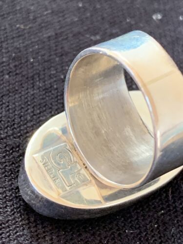 Southwestern Navajo Cinnabrite Ring | White Black | Sterling Silver | Sz 7.5 | 01561
