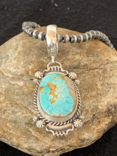 Men's Royston Turquoise Pendant Necklace | Navajo Pearls | Sterling Silver | Authentic Native American | 4302