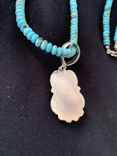 Navajo Blue Turquoise Sterling Silver Necklace | Pyrites Pendant | Southwestern 01393