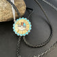 Men's Bolo Tie | Zuni Sunface Mother of Pearl Coral Turquoise Inlay | Sterling Silver | 14755