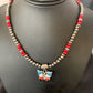 Opal Inlay Butterfly Pendant | Navajo Sterling Silver | Coral & Turquoise | 21" | 12582