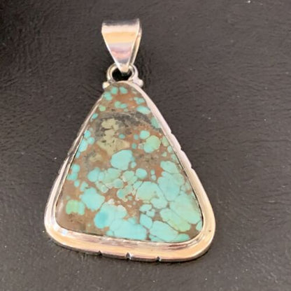 Navajo Spiderweb Turquoise Pendant | Sterling Silver | 2" | Authentic Native American Handmade | 10752 - Masha USA