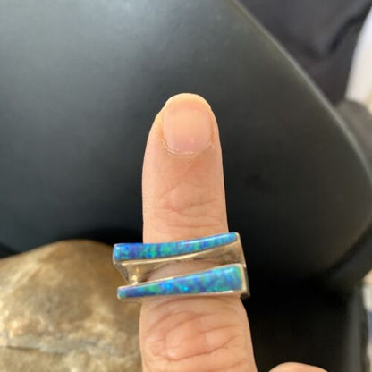 Navajo Blue Opal Inlay Band Ring | Sz 5.5 | Authentic Native American Handmade | 12418