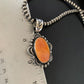 Navajo Pearls Necklace with Orange Spiny Oyster Pendant | Sterling Silver | Authentic Native American Handmade | 11300