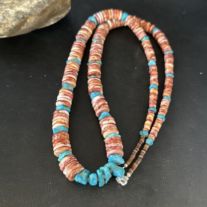 Purple Spiny Oyster Turquoise Necklace | Navajo Sterling Silver | 26" | Authentic Native American Jewelry | 14625 - Masha USA