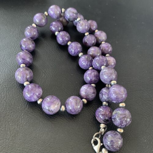 Navajo Purple Charoite Necklace | Sterling Silver | 20" | Authentic Native American Handmade | 11961