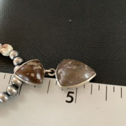 Navajo Wild Horse Turquoise Necklace Pendant | Sterling Silver | 21" | Authentic Native American Handmade | 13296