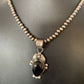 Native American Men's Navajo Pearls Necklace Pendant | Sterling Silver Black Onyx | 13099