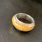 Navajo Yellow Gold Turquoise Inlay Ring | Sterling Silver | Sz 6.5 | Authentic Native American Handmade | 10354