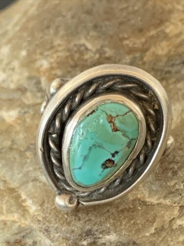 Southwestern Old Pawn Navajo Blue Turquoise Ring | Sterling Silver | Sz 6.5 | 2170