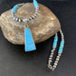 Navajo Blue Turquoise Inlay Pendant Necklace | Sterling Silver | Authentic Native American Handmade | 13866