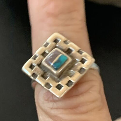 Navajo Blue Turquoise Sugilite Inlay Ring | Sz 6.5 | Sterling Silver | Authentic Native American Handmade | 11282
