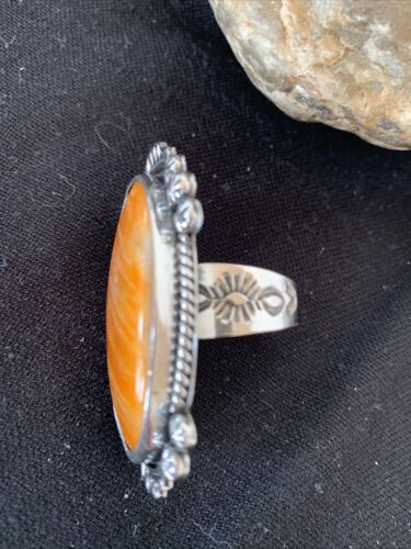 Southwestern Women's Navajo Spiny Oyster Ring | Sterling Silver | Sz 11.5 | Authentic Native American Handmade | 01001