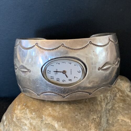 Authentic Navajo Sterling Silver Watch Tips Bracelet | Old Pawn Stamped | Native American Jewelry | 1458