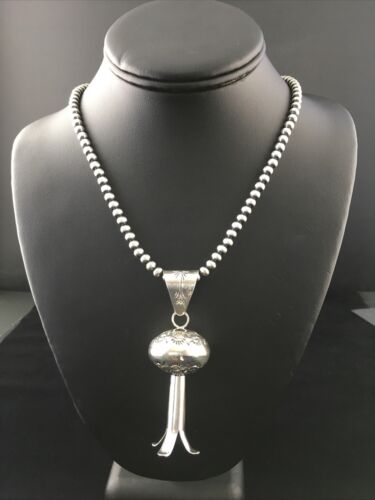 Navajo Sterling Silver Naja Necklace Pendant | 3" | Authentic Native American Handmade | 10046