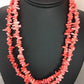 Navajo Native American Coral 2-Strand Bamboo Necklace | Sterling Silver | Southwestern 3253