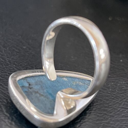 Men's Navajo Blue Kingman Turquoise Ring | Sterling Silver | Adjustable | Sz 5.5 | 10507
