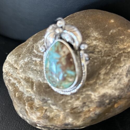 Navajo Blue Turquoise Ring | Sterling Silver | Sz 9 | Authentic Native American Handmade | 14288