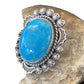 Navajo Blue Kingman Turquoise Ring | Sterling Silver | Sz 9.5 | Authentic Native American Handmade | 01644