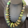 Navajo Chunky Graduated Green Turquoise Necklace | Sterling Silver | Authentic Native American | 19" | 11358
