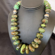 Navajo Chunky Graduated Green Turquoise Necklace | Sterling Silver | Authentic Native American | 19" | 11358