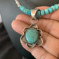 Navajo Blue Turquoise Pendant Necklace | Sterling Silver Pearls | Authentic Native American Handmade | 13220