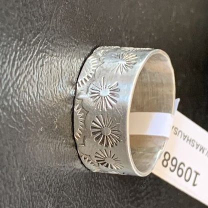 Native American Men's Wide Band Ring | Navajo Stamped Sterling Silver | Sz 11.5 | 10968 - Masha USA