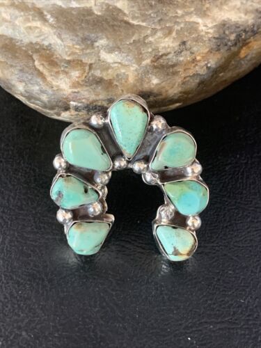 Navajo Green Turquoise Cluster Ring | Authentic Native American Sterling Silver | Multi-Stone | Sz 11 | 14092