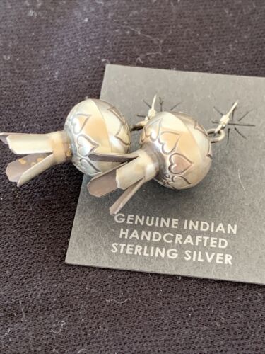 Native American Navajo Pearls Naja Earrings | Sterling Silver | 1" | 01044