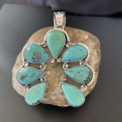 Navajo Pearls Naja Pendant Necklace | Multi-Stone Turquoise | Sterling Silver | Authentic Native American Handmade | 11354 - Masha USA