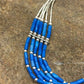 Denim Stabilized Lapis Heishi Bracelet | Sterling Liquid Silver | 5-Strand | 7" | 2935