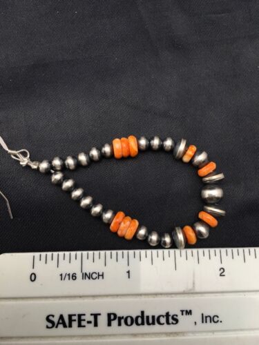 Native American Spiny Oyster Bead Earrings | Navajo Sterling Silver | 2" | 4341