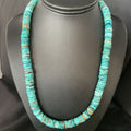 Men's Navajo Blue Turquoise Heishi Bead Necklace | Sterling Silver | 20" | Authentic Native American Handmade | 13522