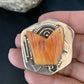 Southwestern Navajo Handmade Pin | Sterling Silver | Orange Spiny Oyster | Authentic Native American | 13716