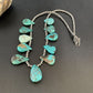 Southwestern Navajo Pearls Necklace | Sterling Silver Blue Turquoise Teardrop | 13151