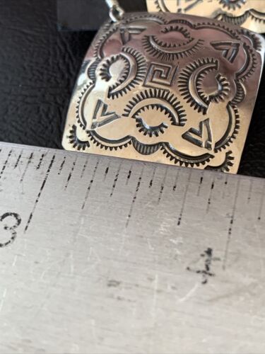 Southwestern Women's Navajo Stamped Earrings | Sterling Silver | Authentic Native American Handmade | 1663