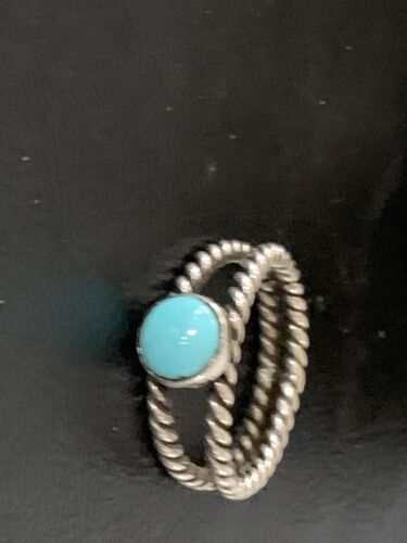 Navajo Blue Turquoise Ring | Sterling Silver | Sz 7 | Authentic Native American Handmade | 10768