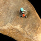 Navajo Turquoise & Coral Ring | Authentic Native American Sterling Silver | Multi-Stone | Sz 6.5 | 8714