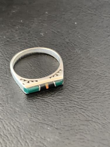 Native American Women's Navajo Green Malachite Onyx Inlay Ring | Sz 7 | 11153