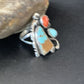 Southwestern Multi-Stone Men's Ring | Authentic Native American Sterling Silver | Turquoise & Spiny Oyster | Sz 11 | 2166
