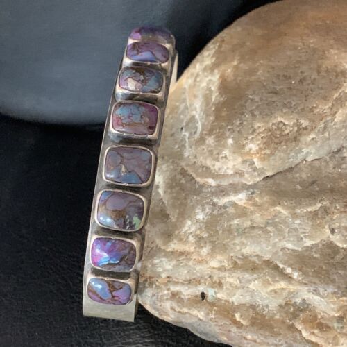 Navajo Purple Sugilite Row Cuff Bracelet | Sterling Silver | Authentic Native American Handmade | 14211