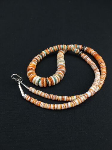 Navajo Spiny Oyster Graduated Necklace | Sterling Silver | Authentic Native American | 21" | 4771